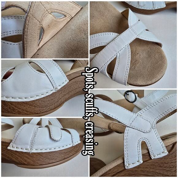 White Sandals Dansko Season Size 9.5-10 EU 40 Leather Platform Clog Ankle Strap - Picture 9 of 14